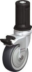 Blickle - 3" Diam x 63/64" Wide x 4" OAH Stem Mount Swivel Caster with Brake - Rubber Elastomer (TPE), 165 Lb Capacity, Ball Bearing, Round Stem - Industrial Tool & Supply