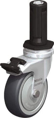 Blickle - 3" Diam x 63/64" Wide x 4" OAH Stem Mount Swivel Caster with Brake - Rubber Elastomer (TPE), 165 Lb Capacity, Ball Bearing, Round Stem - Industrial Tool & Supply