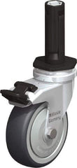 Blickle - 3" Diam x 63/64" Wide x 4" OAH Stem Mount Swivel Caster with Brake - Rubber Elastomer (TPE), 165 Lb Capacity, Ball Bearing, Round Stem - Industrial Tool & Supply
