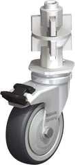 Blickle - 3" Diam x 63/64" Wide x 4" OAH Metal Expander Mount Swivel Caster with Brake - Rubber Elastomer (TPE), 165 Lb Capacity, Ball Bearing, Metal Expander Stem - Industrial Tool & Supply