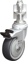Blickle - 3" Diam x 63/64" Wide x 4" OAH Metal Expander Mount Swivel Caster with Brake - Rubber Elastomer (TPE), 165 Lb Capacity, Ball Bearing, Metal Expander Stem - Industrial Tool & Supply