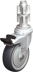 Blickle - 3" Diam x 63/64" Wide x 4" OAH Metal Expander Mount Swivel Caster with Brake - Rubber Elastomer (TPE), 165 Lb Capacity, Ball Bearing, Metal Expander Stem - Industrial Tool & Supply