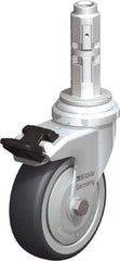 Blickle - 3" Diam x 63/64" Wide x 4" OAH Metal Expander Mount Swivel Caster with Brake - Rubber Elastomer (TPE), 165 Lb Capacity, Ball Bearing, Metal Expander Stem - Industrial Tool & Supply