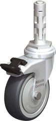 Blickle - 3" Diam x 63/64" Wide x 4" OAH Metal Expander Mount Swivel Caster with Brake - Rubber Elastomer (TPE), 165 Lb Capacity, Ball Bearing, Metal Expander Stem - Industrial Tool & Supply