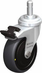 Blickle - 3" Diam x 63/64" Wide x 3-27/32" OAH Stem Mount Swivel Caster with Brake - Rubber Elastomer (TPE), 110 Lb Capacity, Ball Bearing, Friction Stem - Industrial Tool & Supply