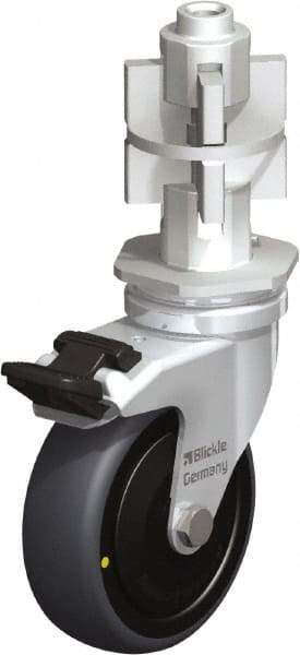 Blickle - 3" Diam x 63/64" Wide x 4" OAH Metal Expander Mount Swivel Caster with Brake - Rubber Elastomer (TPE), 110 Lb Capacity, Ball Bearing, Metal Expander Stem - Industrial Tool & Supply