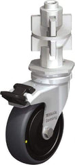 Blickle - 3" Diam x 63/64" Wide x 4" OAH Metal Expander Mount Swivel Caster with Brake - Rubber Elastomer (TPE), 110 Lb Capacity, Ball Bearing, Metal Expander Stem - Industrial Tool & Supply
