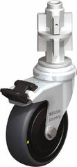 Blickle - 3" Diam x 63/64" Wide x 4" OAH Metal Expander Mount Swivel Caster with Brake - Rubber Elastomer (TPE), 110 Lb Capacity, Ball Bearing, Metal Expander Stem - Industrial Tool & Supply