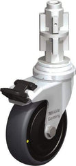 Blickle - 3" Diam x 63/64" Wide x 4" OAH Metal Expander Mount Swivel Caster with Brake - Rubber Elastomer (TPE), 110 Lb Capacity, Ball Bearing, Metal Expander Stem - Industrial Tool & Supply