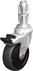 Blickle - 3" Diam x 63/64" Wide x 4" OAH Metal Expander Mount Swivel Caster with Brake - Rubber Elastomer (TPE), 110 Lb Capacity, Ball Bearing, Metal Expander Stem - Industrial Tool & Supply