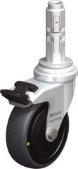 Blickle - 3" Diam x 63/64" Wide x 4" OAH Metal Expander Mount Swivel Caster with Brake - Rubber Elastomer (TPE), 110 Lb Capacity, Ball Bearing, Metal Expander Stem - Industrial Tool & Supply