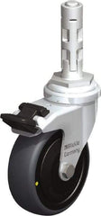 Blickle - 3" Diam x 63/64" Wide x 4" OAH Metal Expander Mount Swivel Caster with Brake - Rubber Elastomer (TPE), 110 Lb Capacity, Ball Bearing, Metal Expander Stem - Industrial Tool & Supply