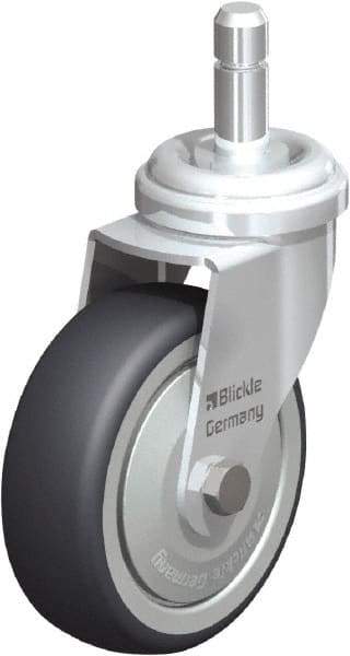 Blickle - 3" Diam x 63/64" Wide x 3-55/64" OAH Stem Mount Swivel Caster - Rubber Elastomer (TPE), 165 Lb Capacity, Ball Bearing, Friction Stem - Industrial Tool & Supply