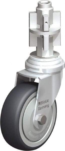 Blickle - 3" Diam x 63/64" Wide x 4" OAH Metal Expander Mount Swivel Caster - Rubber Elastomer (TPE), 165 Lb Capacity, Ball Bearing, Metal Expander Stem - Industrial Tool & Supply