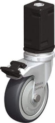 Blickle - 3" Diam x 63/64" Wide x 4" OAH Stem Mount Swivel Caster with Brake - Rubber Elastomer (TPE), 165 Lb Capacity, Ball Bearing, Square Stem - Industrial Tool & Supply