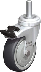 Blickle - 3" Diam x 63/64" Wide x 3-27/32" OAH Stem Mount Swivel Caster with Brake - Rubber Elastomer (TPE), 165 Lb Capacity, Ball Bearing, 3/8 x 1-13/16" Threaded Stem - Industrial Tool & Supply