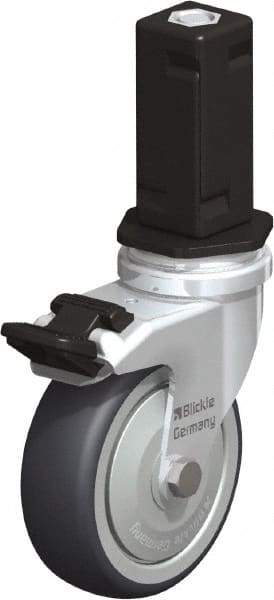 Blickle - 3" Diam x 63/64" Wide x 4" OAH Stem Mount Swivel Caster with Brake - Rubber Elastomer (TPE), 165 Lb Capacity, Ball Bearing, Square Stem - Industrial Tool & Supply