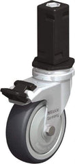 Blickle - 3" Diam x 63/64" Wide x 4" OAH Stem Mount Swivel Caster with Brake - Rubber Elastomer (TPE), 165 Lb Capacity, Ball Bearing, Square Stem - Industrial Tool & Supply