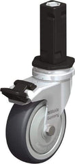 Blickle - 3" Diam x 63/64" Wide x 4" OAH Stem Mount Swivel Caster with Brake - Rubber Elastomer (TPE), 165 Lb Capacity, Ball Bearing, Square Stem - Industrial Tool & Supply