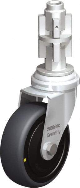 Blickle - 3" Diam x 63/64" Wide x 4" OAH Metal Expander Mount Swivel Caster - Rubber Elastomer (TPE), 110 Lb Capacity, Ball Bearing, Metal Expander Stem - Industrial Tool & Supply