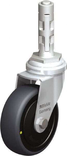 Blickle - 3" Diam x 63/64" Wide x 4" OAH Metal Expander Mount Swivel Caster - Rubber Elastomer (TPE), 110 Lb Capacity, Ball Bearing, Metal Expander Stem - Industrial Tool & Supply