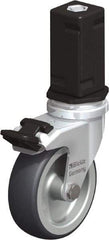 Blickle - 3" Diam x 63/64" Wide x 4" OAH Stem Mount Swivel Caster with Brake - Rubber Elastomer (TPE), 165 Lb Capacity, Plain Bore Bearing, Square Stem - Industrial Tool & Supply