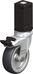 Blickle - 3" Diam x 63/64" Wide x 4" OAH Stem Mount Swivel Caster with Brake - Rubber Elastomer (TPE), 165 Lb Capacity, Plain Bore Bearing, Square Stem - Industrial Tool & Supply
