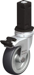 Blickle - 3" Diam x 63/64" Wide x 4" OAH Stem Mount Swivel Caster with Brake - Rubber Elastomer (TPE), 165 Lb Capacity, Plain Bore Bearing, Square Stem - Industrial Tool & Supply