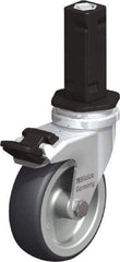 Blickle - 3" Diam x 63/64" Wide x 4" OAH Stem Mount Swivel Caster with Brake - Rubber Elastomer (TPE), 165 Lb Capacity, Plain Bore Bearing, Square Stem - Industrial Tool & Supply