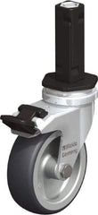 Blickle - 3" Diam x 63/64" Wide x 4" OAH Stem Mount Swivel Caster with Brake - Rubber Elastomer (TPE), 165 Lb Capacity, Plain Bore Bearing, Square Stem - Industrial Tool & Supply