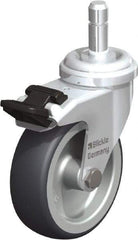 Blickle - 3" Diam x 63/64" Wide x 3-55/64" OAH Stem Mount Swivel Caster with Brake - Rubber Elastomer (TPE), 165 Lb Capacity, Plain Bore Bearing, Friction Stem - Industrial Tool & Supply