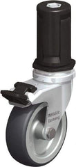 Blickle - 3" Diam x 63/64" Wide x 4" OAH Stem Mount Swivel Caster with Brake - Rubber Elastomer (TPE), 165 Lb Capacity, Plain Bore Bearing, Round Stem - Industrial Tool & Supply
