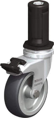 Blickle - 3" Diam x 63/64" Wide x 4" OAH Stem Mount Swivel Caster with Brake - Rubber Elastomer (TPE), 165 Lb Capacity, Plain Bore Bearing, Round Stem - Industrial Tool & Supply