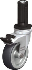 Blickle - 3" Diam x 63/64" Wide x 4" OAH Stem Mount Swivel Caster with Brake - Rubber Elastomer (TPE), 165 Lb Capacity, Plain Bore Bearing, Round Stem - Industrial Tool & Supply