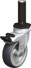 Blickle - 3" Diam x 63/64" Wide x 4" OAH Stem Mount Swivel Caster with Brake - Rubber Elastomer (TPE), 165 Lb Capacity, Plain Bore Bearing, Round Stem - Industrial Tool & Supply