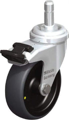 Blickle - 3" Diam x 63/64" Wide x 3-27/32" OAH Stem Mount Swivel Caster with Brake - Rubber Elastomer (TPE), 110 Lb Capacity, Plain Bore Bearing, Friction Stem - Industrial Tool & Supply