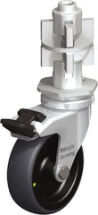 Blickle - 3" Diam x 63/64" Wide x 4" OAH Metal Expander Mount Swivel Caster with Brake - Rubber Elastomer (TPE), 110 Lb Capacity, Plain Bore Bearing, Metal Expander Stem - Industrial Tool & Supply