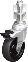 Blickle - 3" Diam x 63/64" Wide x 4" OAH Metal Expander Mount Swivel Caster with Brake - Rubber Elastomer (TPE), 110 Lb Capacity, Plain Bore Bearing, Metal Expander Stem - Industrial Tool & Supply