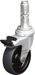 Blickle - 3" Diam x 63/64" Wide x 4" OAH Metal Expander Mount Swivel Caster with Brake - Rubber Elastomer (TPE), 110 Lb Capacity, Plain Bore Bearing, Metal Expander Stem - Industrial Tool & Supply
