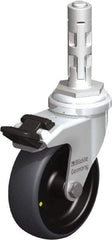 Blickle - 3" Diam x 63/64" Wide x 4" OAH Metal Expander Mount Swivel Caster with Brake - Rubber Elastomer (TPE), 110 Lb Capacity, Plain Bore Bearing, Metal Expander Stem - Industrial Tool & Supply