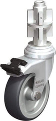 Blickle - 3" Diam x 63/64" Wide x 4" OAH Metal Expander Mount Swivel Caster with Brake - Rubber Elastomer (TPE), 165 Lb Capacity, Plain Bore Bearing, Metal Expander Stem - Industrial Tool & Supply