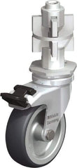 Blickle - 3" Diam x 63/64" Wide x 4" OAH Metal Expander Mount Swivel Caster with Brake - Rubber Elastomer (TPE), 165 Lb Capacity, Plain Bore Bearing, Metal Expander Stem - Industrial Tool & Supply