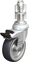 Blickle - 3" Diam x 63/64" Wide x 4" OAH Metal Expander Mount Swivel Caster with Brake - Rubber Elastomer (TPE), 165 Lb Capacity, Plain Bore Bearing, Metal Expander Stem - Industrial Tool & Supply