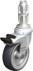Blickle - 3" Diam x 63/64" Wide x 4" OAH Metal Expander Mount Swivel Caster with Brake - Rubber Elastomer (TPE), 165 Lb Capacity, Plain Bore Bearing, Metal Expander Stem - Industrial Tool & Supply