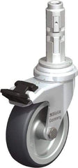 Blickle - 3" Diam x 63/64" Wide x 4" OAH Metal Expander Mount Swivel Caster with Brake - Rubber Elastomer (TPE), 165 Lb Capacity, Plain Bore Bearing, Metal Expander Stem - Industrial Tool & Supply