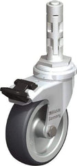 Blickle - 3" Diam x 63/64" Wide x 4" OAH Metal Expander Mount Swivel Caster with Brake - Rubber Elastomer (TPE), 165 Lb Capacity, Plain Bore Bearing, Metal Expander Stem - Industrial Tool & Supply
