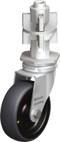 Blickle - 3" Diam x 63/64" Wide x 4" OAH Metal Expander Mount Swivel Caster - Rubber Elastomer (TPE), 110 Lb Capacity, Plain Bore Bearing, Metal Expander Stem - Industrial Tool & Supply