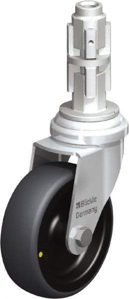 Blickle - 3" Diam x 63/64" Wide x 4" OAH Metal Expander Mount Swivel Caster - Rubber Elastomer (TPE), 110 Lb Capacity, Plain Bore Bearing, Metal Expander Stem - Industrial Tool & Supply