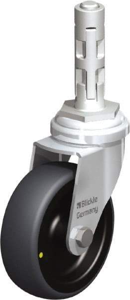 Blickle - 3" Diam x 63/64" Wide x 4" OAH Metal Expander Mount Swivel Caster - Rubber Elastomer (TPE), 110 Lb Capacity, Plain Bore Bearing, Metal Expander Stem - Industrial Tool & Supply