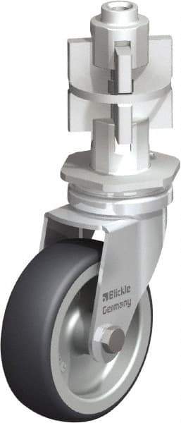 Blickle - 3" Diam x 63/64" Wide x 4" OAH Metal Expander Mount Swivel Caster - Rubber Elastomer (TPE), 165 Lb Capacity, Plain Bore Bearing, Metal Expander Stem - Industrial Tool & Supply